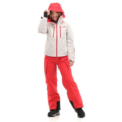 Куртка горнолыжная утепленная Gravity Premium WOMAN Gray-Red Fluo      фото 13